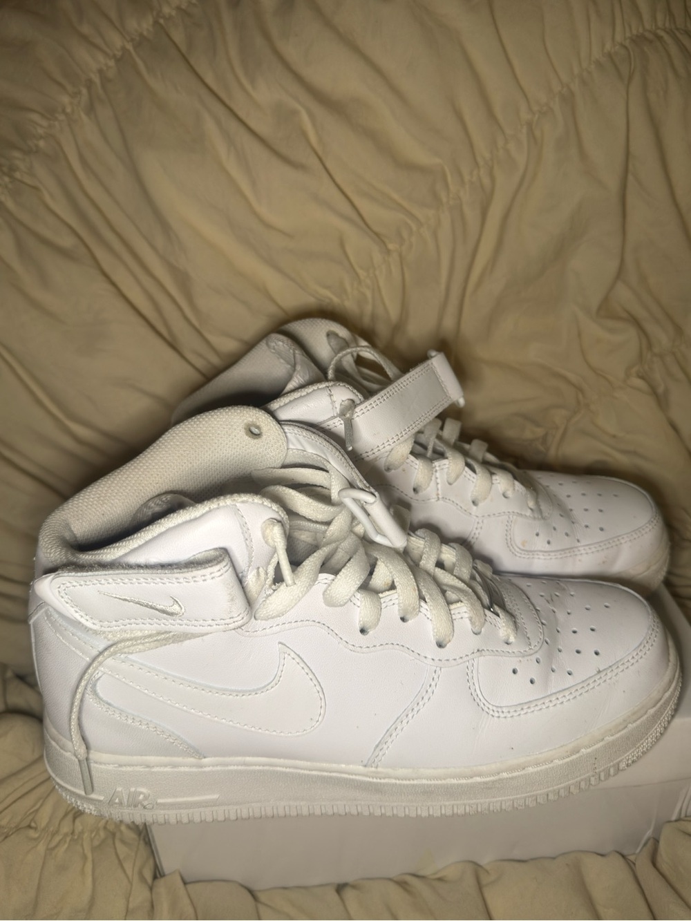 Nike Air Force 1 Mid White Leather Sneakers